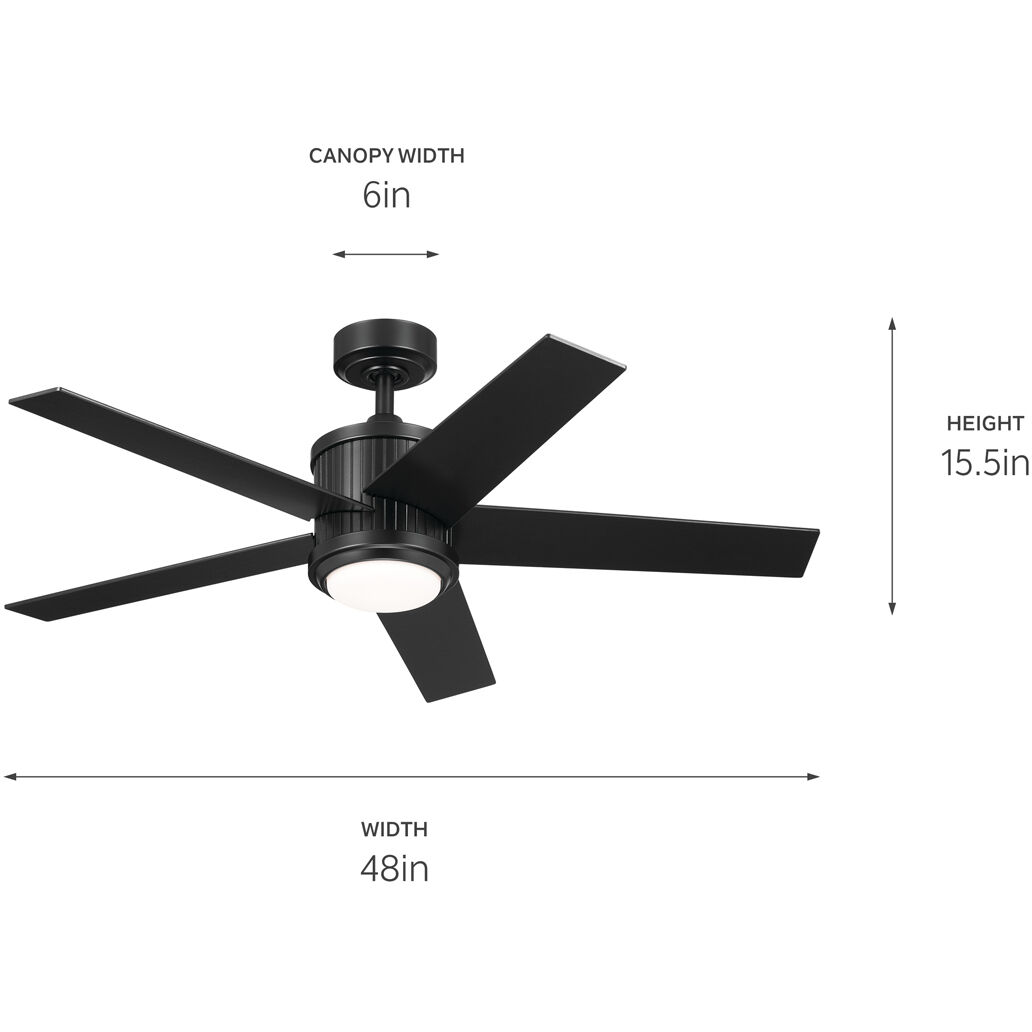 Brahm 48 inch Satin Black with Satin Black/Silver Blades Ceiling Fan